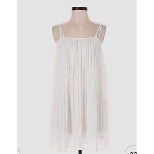 BCBGeneration White Pleated Chiffon Dress Strappy Back Flowy Boho Size L NWT